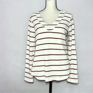 ALTAR'D STATE Womens Sweater V-Neck Long Sleeve Waffle Knit Size S Striped